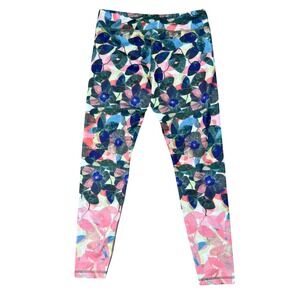 Pure + Good Anthropologie L Floral Print Leggings Multicolor Yoga Pants Ankle